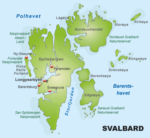 Spitzbergenkarte mit Naturschutzgebieten