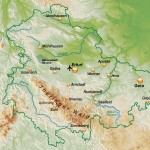 Thüringenkarte mit plastischer Geländedarstellung
