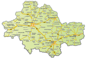 Landkarte vom Unstrut-Hainich-Kreis
